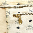 MCM Vicetos Logogram Tote Bag PVC White Gold Auth 178496-20