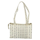 MCM Vicetos Logogram Tote Bag PVC White Gold Auth 178496-3