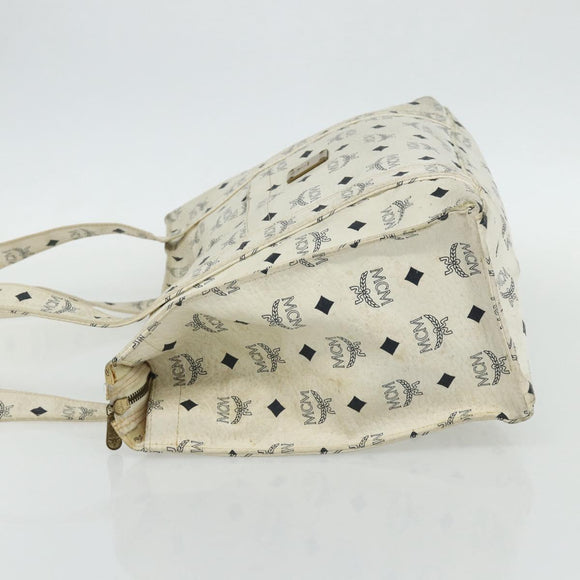 MCM Vicetos Logogram Tote Bag PVC White Gold Auth 178496