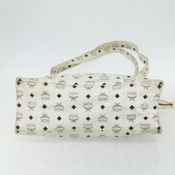 MCM Vicetos Logogram Tote Bag PVC White Gold Auth 178496