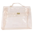 HERMES Vinyl Kelly Hand Bag Vinyl Clear Auth 178501-1