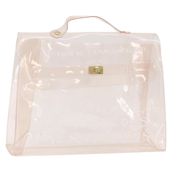 HERMES Vinyl Kelly Hand Bag Vinyl Clear Auth 178501