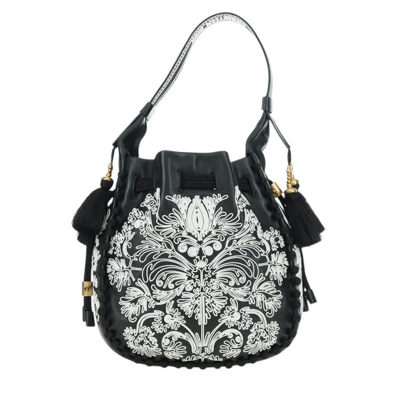 Christian Dior Shoulder Bag Leather Black Gold Auth 178502SM