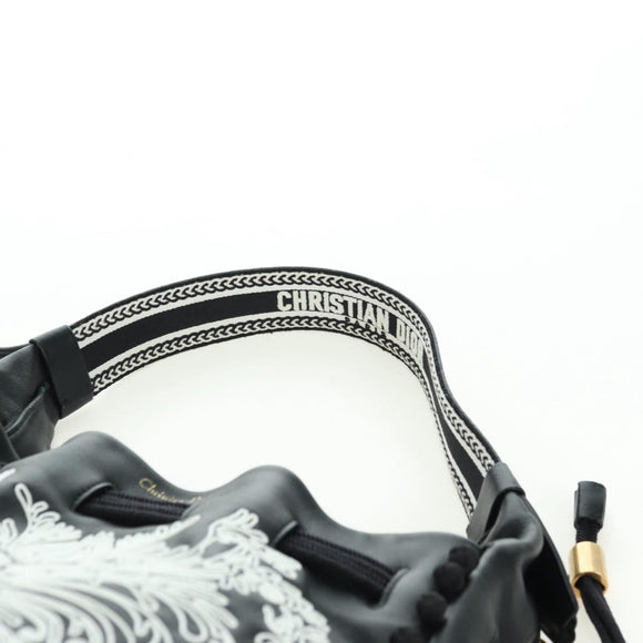 Christian Dior Shoulder Bag Leather Black Gold Auth 178502SM
