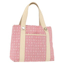 BVLGARI Logo Mania Hand Bag Canvas Pink Silver Auth 178503A-1