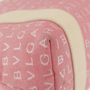 BVLGARI Logo Mania Hand Bag Canvas Pink Silver Auth 178503A-9