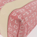 BVLGARI Logo Mania Hand Bag Canvas Pink Silver Auth 178503A-16