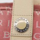 BVLGARI Logo Mania Hand Bag Canvas Pink Silver Auth 178503A-10
