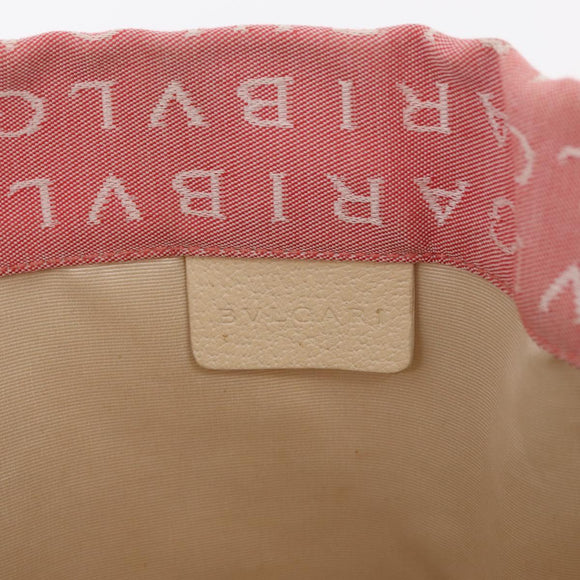 BVLGARI Logo Mania Hand Bag Canvas Pink Silver Auth 178503A