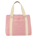 BVLGARI Logo Mania Hand Bag Canvas Pink Silver Auth 178503A-13