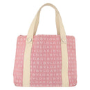 BVLGARI Logo Mania Hand Bag Canvas Pink Silver Auth 178503A-2