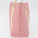 BVLGARI Logo Mania Hand Bag Canvas Pink Silver Auth 178503A-4