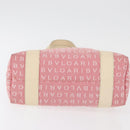 BVLGARI Logo Mania Hand Bag Canvas Pink Silver Auth 178503A-5