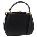 Salvatore Ferragamo Gancini Hand Bag Leather 2way Black Gold Auth 178504-1
