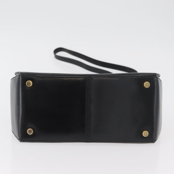 Salvatore Ferragamo Gancini Hand Bag Leather 2way Black Gold Auth 178504