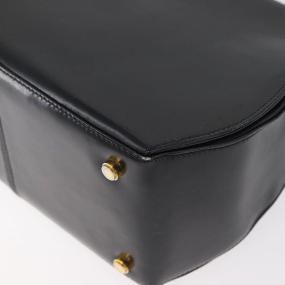 Salvatore Ferragamo Gancini Hand Bag Leather 2way Black Gold Auth 178504