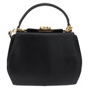 Salvatore Ferragamo Gancini Hand Bag Leather 2way Black Gold Auth 178504-13