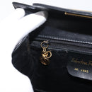 Salvatore Ferragamo Gancini Hand Bag Leather 2way Black Gold Auth 178504-24