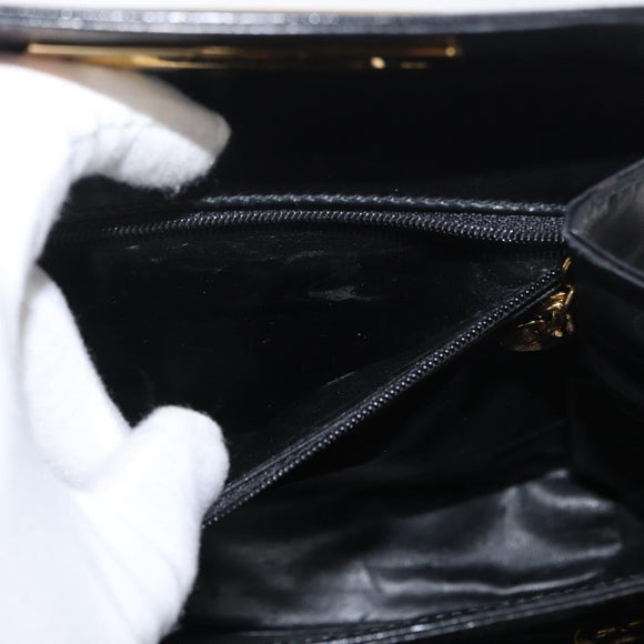 Salvatore Ferragamo Gancini Hand Bag Leather 2way Black Gold Auth 178504