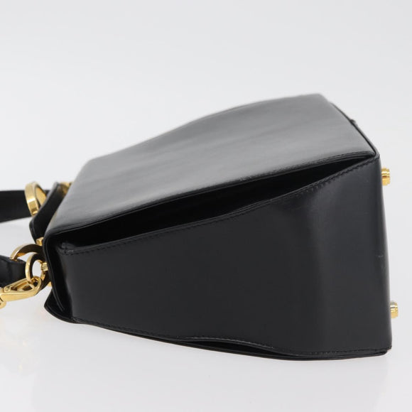Salvatore Ferragamo Gancini Hand Bag Leather 2way Black Gold Auth 178504