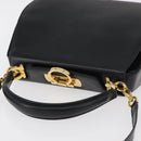 Salvatore Ferragamo Gancini Hand Bag Leather 2way Black Gold Auth 178504-6
