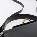 Salvatore Ferragamo Gancini Hand Bag Leather 2way Black Gold Auth 178504-14