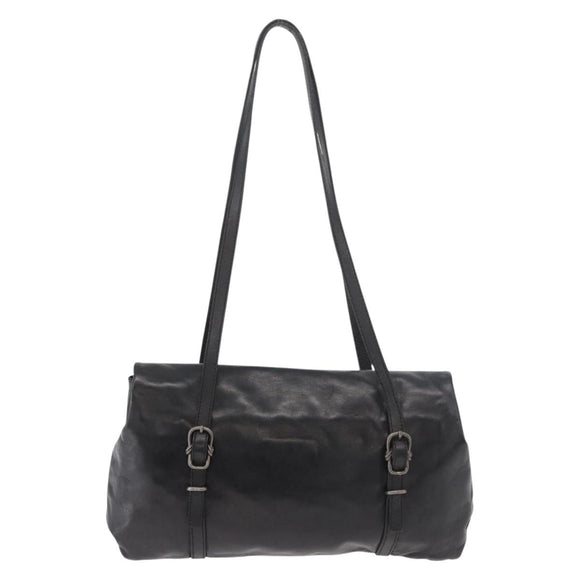 PRADA Shoulder Bag Leather Black Auth 178507A