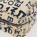 CHANEL By Sea Line Tote Bag Canvas Wit Zilver CC Auth 178508-9