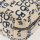 CHANEL By Sea Line Tote Bag Canvas Wit Zilver CC Auth 178508-14