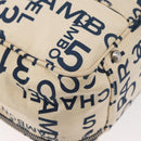 CHANEL By Sea Line Tote Bag Canvas Wit Zilver CC Auth 178508-15