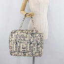 CHANEL By Sea Line Tote Bag Canvas Wit Zilver CC Auth 178508-23