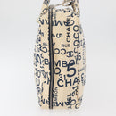 CHANEL By Sea Line Tote Bag Canvas Wit Zilver CC Auth 178508-3