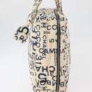 CHANEL By Sea Line Tote Bag Canvas Wit Zilver CC Auth 178508-4