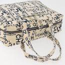 CHANEL By Sea Line Tote Bag Canvas Wit Zilver CC Auth 178508-6