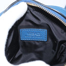 VERSACE Shoulder Bag Leather Blue Gold Auth 178510A-19