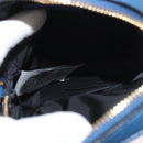 VERSACE Shoulder Bag Leather Blue Gold Auth 178510A-10