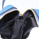 VERSACE Shoulder Bag Leather Blue Gold Auth 178510A-20