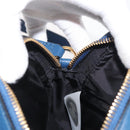 VERSACE Shoulder Bag Leather Blue Gold Auth 178510A-21