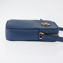 VERSACE Shoulder Bag Leather Blue Gold Auth 178510A-3