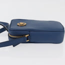 VERSACE Shoulder Bag Leather Blue Gold Auth 178510A-4