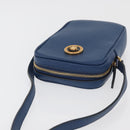 VERSACE Shoulder Bag Leather Blue Gold Auth 178510A-6