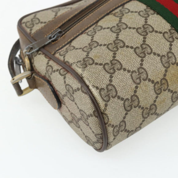 GUCCI GG Supreme Web Sherry Line Bag PVC Beige Gold 904 02 004 Auth 178513