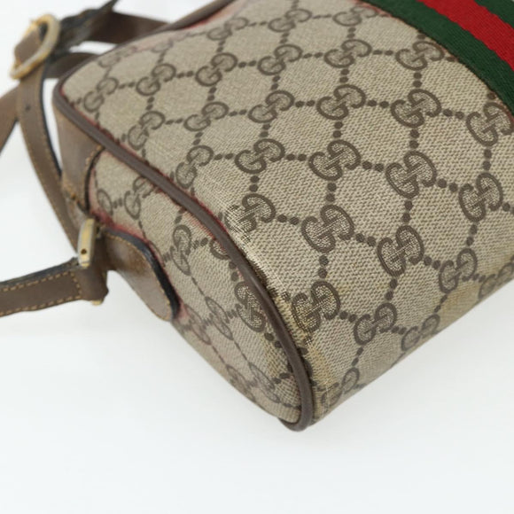 GUCCI GG Supreme Web Sherry Line Bag PVC Beige Gold 904 02 004 Auth 178513