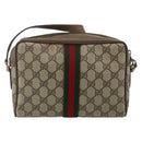 GUCCI GG Supreme Web Sherry Line Bag PVC Beige Gold 904 02 004 Auth 178513-2
