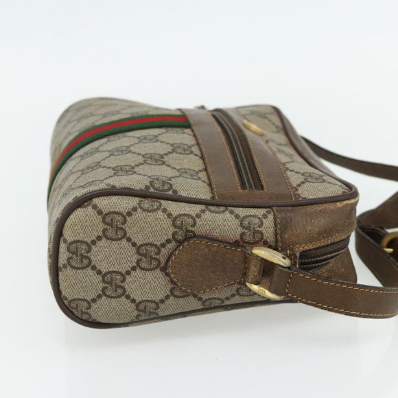 GUCCI GG Supreme Web Sherry Line Bag PVC Beige Gold 904 02 004 Auth 178513