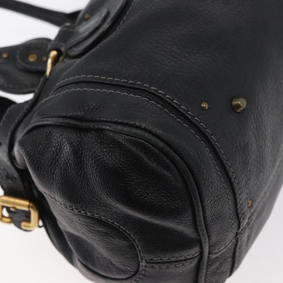 Chloe Paddington Hand Bag Leather Black Silver gold Auth 178515A