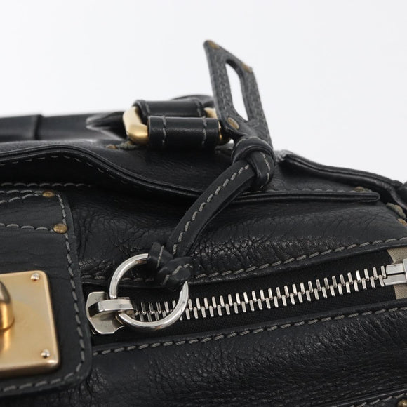 Chloe Paddington Hand Bag Leather Black Silver gold Auth 178515A