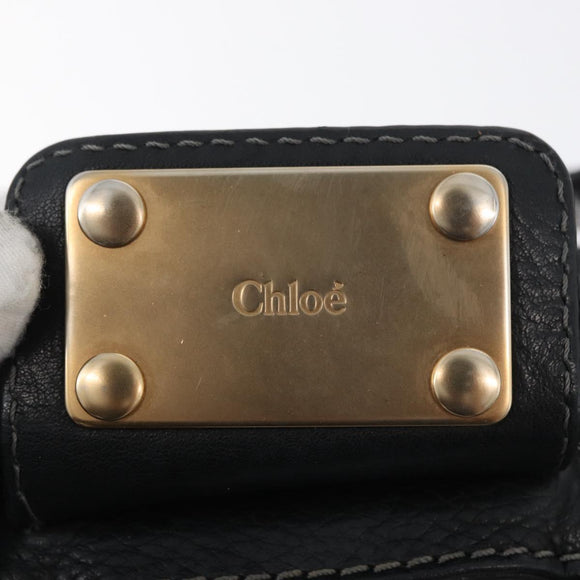 Chloe Paddington Hand Bag Leather Black Silver gold Auth 178515A