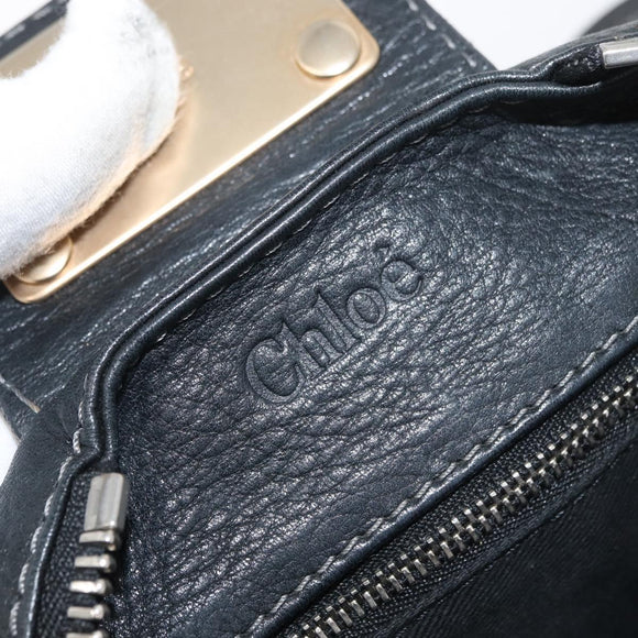 Chloe Paddington Hand Bag Leather Black Silver gold Auth 178515A