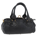 Chloe Paddington Hand Bag Leather Black Silver gold Auth 178515A-1